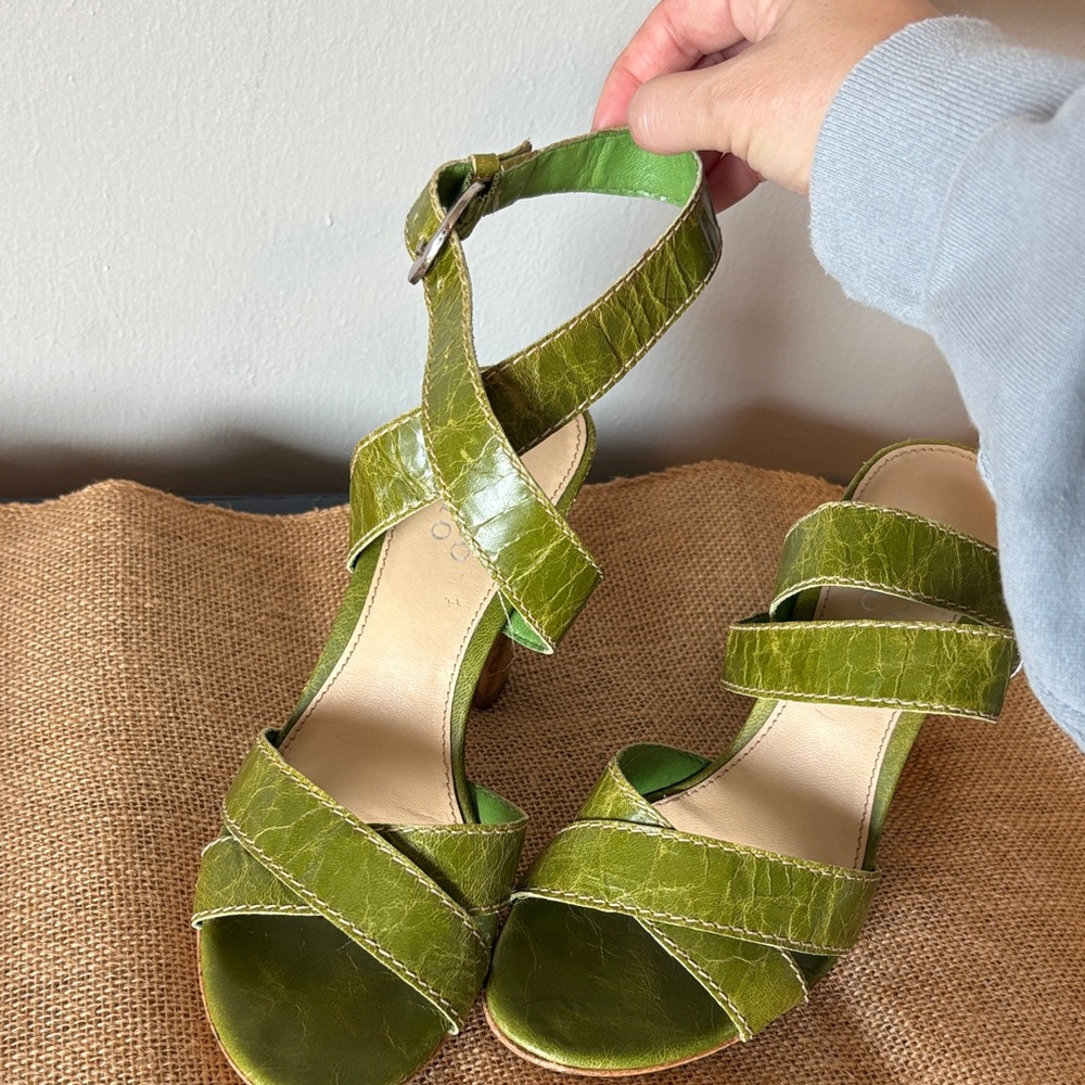 Franco Sarto Green Strappy Heeled Sandals - Picture 3 of 12